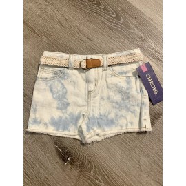 Cherokee Girls Blue Light Wash Denim Jean Shorts Size (S) Small 6/6X Belted NEW Teens