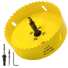 Acekit 4 3/8 inch Hole Saw With 3/8 Arbor HSS Bi-Metal Hole Saw Blade And Variable Teeth Pitch For Wood,Ceiling,Plastic Board,Pipe,Plywood,And Soft Metal Sheet (111mm)