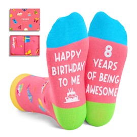 Zmart 8th Birthday Gifts for Girls - Socks for Girls Boys Age 8, 8 Year Old Girl Gift Ideas, Presents for 8 Year Olds, Pink