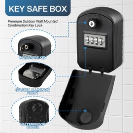 NBYT Portable Combination Lock keybox, Forgotten code can be found,For House Keys Key Hiders to Hide a Key Outside,Waterproof Key Safe Storage Lock Box