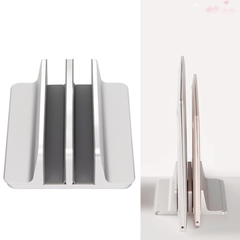 Laptop Holder Vertical 2 Slots Aluminum Alloy Adjustable Laptop Stand