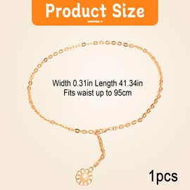 Waist Chain Belt Metal Link Chain for Women Belt Chain Women's Belt Fashion Metal Chain Belt Waist Punk Adjustable Waist Chain Gold Shiny Waist Belt Dress