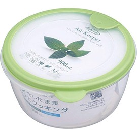 Iwasaki Industries A-038 SG Food Storage Container, Air Keeper, Donburi, Green, 30.4 fl oz (900 ml)