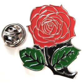 GBJUK Red Rose Flower Pin Lapel Badge with Butterfly Clasp Back
