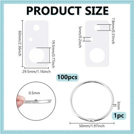 BENECREAT 100 PCS Needle and Thread Organizer Board, Kraft Paper Thread Winding Board, Embroidery Thread Organizer with 1 Iron Flipchart Hinge Ring for Needlework, Embroidery, DIY Crafts