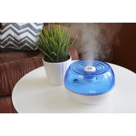 Crane Personal Ultrasonic Cool Mist Travel Humidifier and Vaporizer for Congestion Relief, 360° Adjustable Nozzle, Filter-Free .75 Liter Tank, Blue/White, Office Humidifier