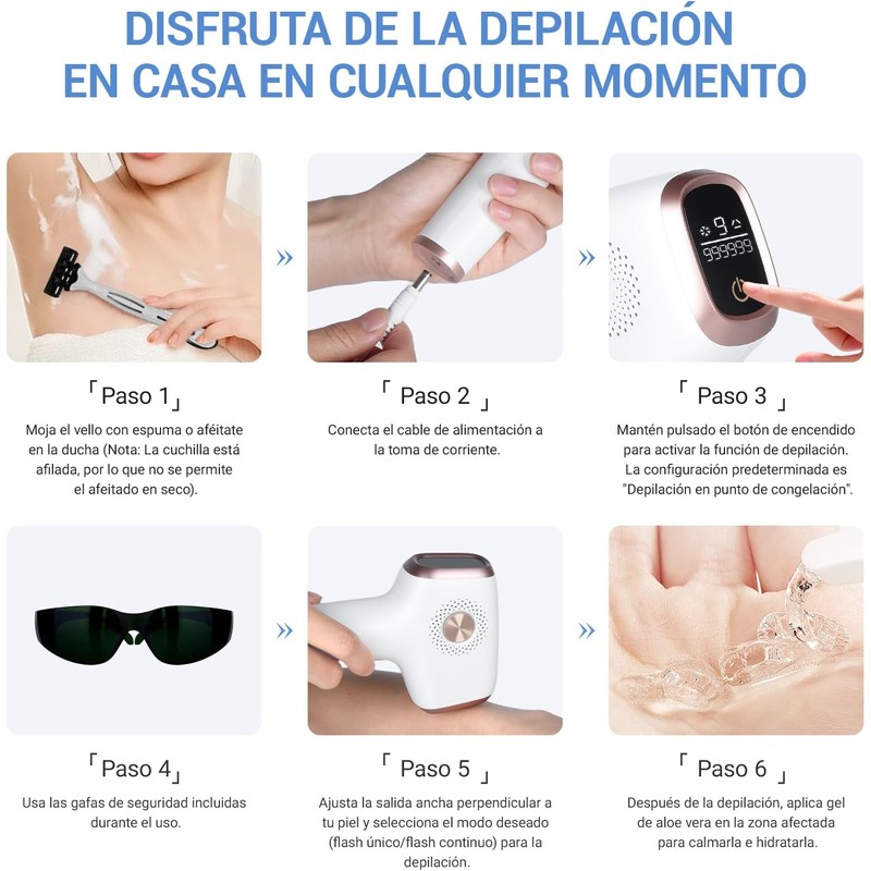 Depilación Láser IPL con Enfriamiento y 9 Niveles, 999,999 Destellos