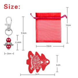 FONCBIEN 72 Pcs Guardian Angel Keychains, 24 Angel Keyrings, 24 Organza Bags and 24 Merry Christmas Tags Lucky Charm Keychains for Wedding Party Gifts Favors, Christmas Tree Ornaments
