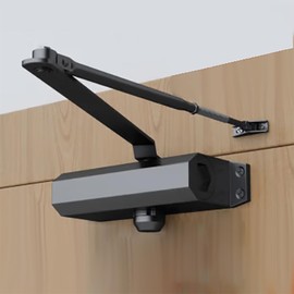 Hydraulic Door Closer, Cast Aluminum, 0-180 Degree Position, Automatic Door Closing,65kg Capacity, Adjustable, Black (Capacity 65KG-Cannot be Located, 1)
