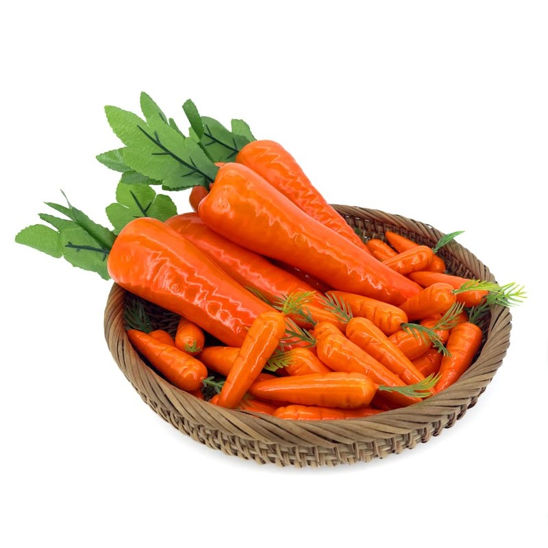 Laiiqi 35Pcs Artificial Carrots,Fake Mini Easter Carrots,Lifelike Foam Carrot Plastic