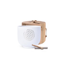 SITSANG 528 Hz Solfeggio Crystal Singing Bowl 8 inch with Flower of Life Pattern