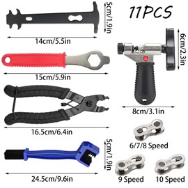 Mikqky 11 Piece Chain Tool Bicycle Set, Chain Riveter Bicycle, Bicycle Repair Tool Set, Universal Bicycle Chain Tool, Bicycle Chain Links for 6/7/8/9/10 Speed Chain