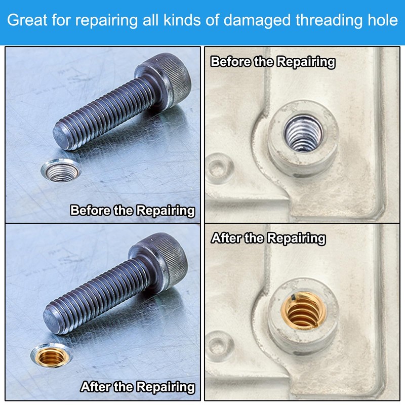 PATIKIL Brass Threaded Repair Insert Nut, 5 Pcs M8x1.25 Male