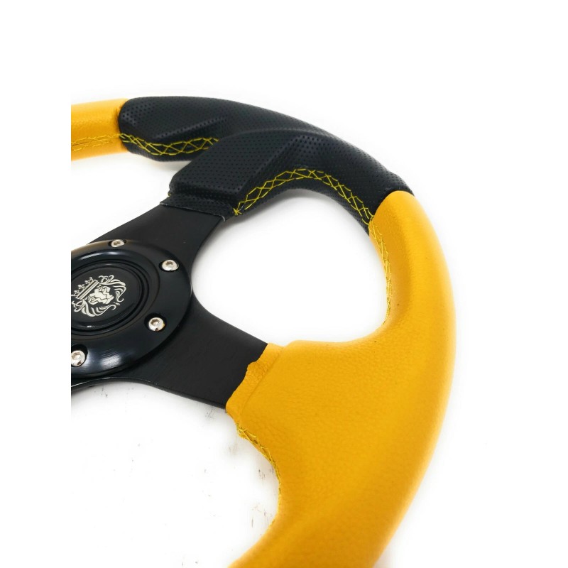 Forestcart 12.5" Steering Wheel w/ Horn Yellow 6 Hole,EZGO Club