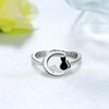 Cat Ring 925 Sterling Silver Moon Ring Black Cat Jewelry