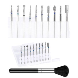 TPZORJX Nail Cutter Bits, 10 Pieces Nail Cutter Bit, Diamond Cuticle Ceramic Bits for Nail Cutter and Ceramic Acrylic Gel Nail Cutter Bits, with 1 Brush, Carbide Cuticle Cutter Bit for Gel Nails
