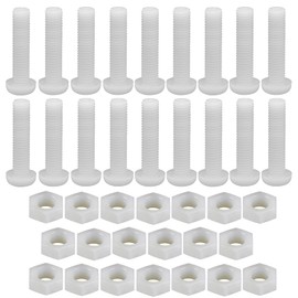 20 Sets White Nylon Hex Bolts, M8 x 50mm Phillips Round Pan Head Bolts with Hex Nuts, Multi Purpose Insulated Screw Bolt for Industrial Machines Furniture DIY