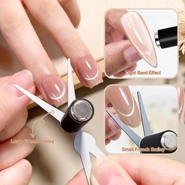 DANNEASY Cat Eye Magnet Set, Scissor-shaped Nail Magnet Tool, 2 in 1 Cat Eye Nail Magnet for French Tip Design, Cat Eye Gel Nail Polish Magnet Pen for Nail Art DIY Home, Salon