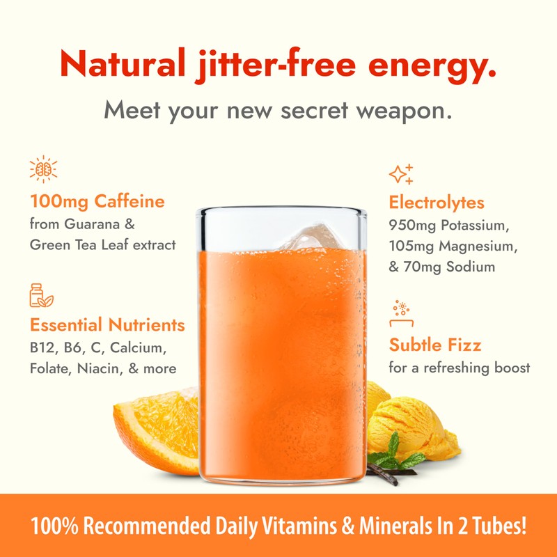 Zipfizz Daily Energy Drink Powder, Orange Cream, 20 Pack |