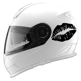 Kiss Lips Outline Auto Car Racing Motorcycle Helmet Decal - 5" - Black