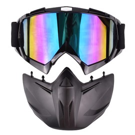 DPLUS Motorcycle Goggles Detachable Face Mask, ATV Dirt Bike Paintball Goggle Anti-Scratch UV400 Eyewear for Men Women (colored)