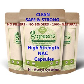 NAC N-Acetyl-Cysteine 1600mg High Strength Per Serving – 120 Vegan Friendly Capsules- 100% Natural, No Fillers or Binders – Made in The UK by 5greens