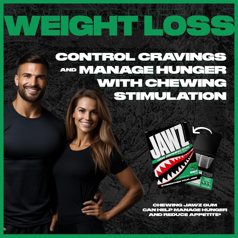 Jawz Gum Jawline Chewing Gum, 4 Pack Box, Mint, Face