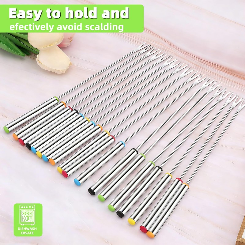 Cptoion 18 Pack Stainless Steel Fondue Forks, 9.3 In, 6