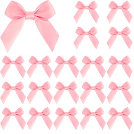 36pcs Baby Pink Satin Ribbon Bows Self Adhesive Satin Bow with Double-Sided Tape Premade Mini Bow Sticker for Making Crafts Baby Shower Birthday Party Wedding Decorations