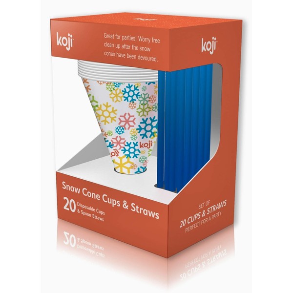 Koji 40pc Snow Cone Cups & Straws Set White