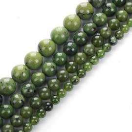 Echte natürliche, glatte, runde kanadische Jade-Edelsteinperlen, lose Perlen zur Schmuckherstellung, ca. 39,4 cm (kanadische Jade, 8 mm)
