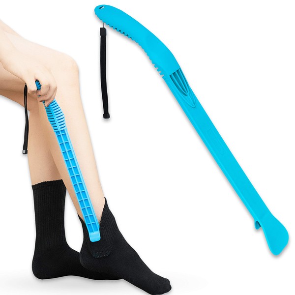 RMS Compression Stocking or Sock Aid for Removing Socks or Light to Medium Compression Hosiery for Men or Women with Arthritis or Limited Mobility (Blue)