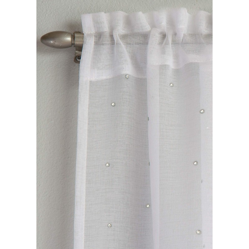 Tyrone Textiles Ltd Jewel White Diamante Voile Panel (Drop -