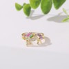Clataly Rainbow Unicorn Ring with Rhinestone Opening Adjustable Cartoon Unicorn