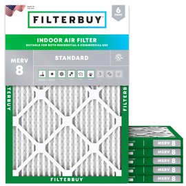 Filterbuy 16.38x21.38x1 Air Filter MERV 8 Dust Defense (6-Pack), Pleated HVAC AC Furnace Air Filters Replacement (Actual Size: 16.38 x 21.38 x 0.75 Inches)
