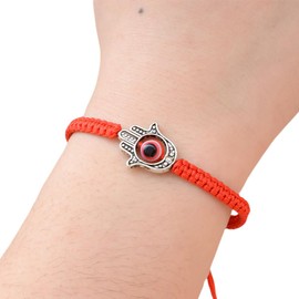 eMeition Evil Eye Bracelets,Feng Shui Kabbalah Red String Bracelet for Women Men Matching Bracelets for Couples Turkish Evil Eye Beads Protection Bracelet&Anklet (B117S140-2)