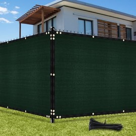 UIRWAY Privacy Screen Fence 5ft x 50ft Green Covering Heavy Duty Chain Link Mesh Fencing Commercial Windscreen 90% Blockage UV Outdoor Shade Cover Netting for Garden Yard Patio (Green)
