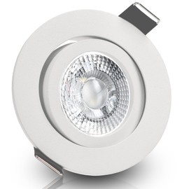trendlights24 Bianco LED Recessed Spotlights 230 V White Matt Round 3 Levels Dimmable Set of 5 Warm White Spotlights 5 W Flat 35 mm Ceiling Spotlights Swivelling