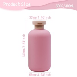 3-Pack Leakproof Travel Bottles - 10 oz Squeeze Shampoo & Lotion Containers with Locking Flip Caps, Food Grade HDPE/PP, for Toiletries, Gym, Camping (Green, Blue, Pink)