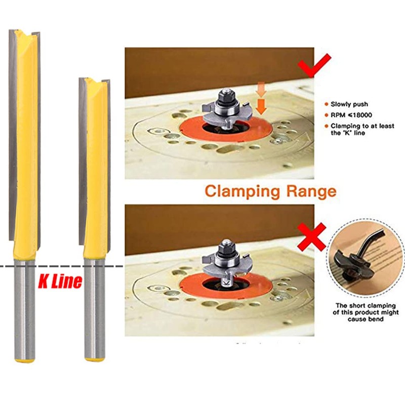 Gasea 2pcs 1/4 Shank Extra Long Straight Router Bit 2"