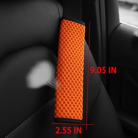 Osilly 2Pcs Car Seat Belt Covers, Mesh Universal Seatbelt Shoulder Strap Protector, Breathable Auto Seat Belt Pads Cover, Harness Cushion for Comfortable Driving, Automotive Accessories (Orange)