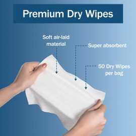 Dry Wipes for Adults - 2 Pack of 100 Unscented Disposable Washcloths - 10" x 13" Non Woven Wipes for Incontinence and Senior Care