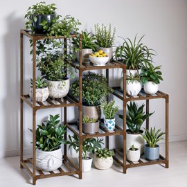 GENTINGBRO Plant Stand Indoor Outdoor Wood Plant Shelf for Multiple Plants Corner Plant Rack Window Flower Stand for Garden Patio