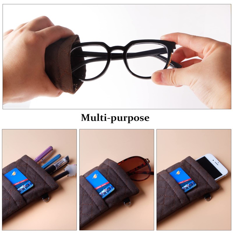 KFPH Double Eyeglasses Pouch Large Squeeze Top Microfiber Soft Glasses