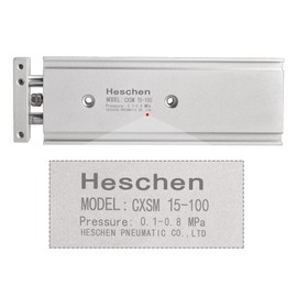 Heschen Dual Aluminum Air Cylinder CXSM 15-100 Guide Rod Plate Double Rod Guided Pneumatic Slide Bearing Cushioned 15mm Bore 100mm Stroke Double Acting