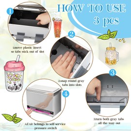 Tessco for you 3 Pcs 2 in 1 Stainless Steel Bulk Straw Pencil Dispenser/Pen Holder with Metal Lid Reusable Straw Dispenser for Restaurant Home Bar, Dining Halls, and Fast Food