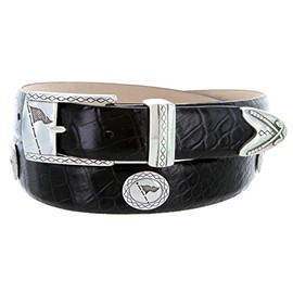 Tournament - Men's Italian Calfskin Designer Dress Belt with Golf Conchos (44 Alligator Black)