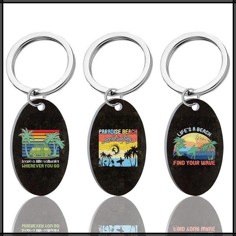 White Fang AZ364 Keychain, Surfing, Retro Design, Gift, Accessory, Men's,