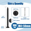 ANCHOREASE M4×50mm Wood Screw 100Pcs, Black Carbon Steel Self Tapping