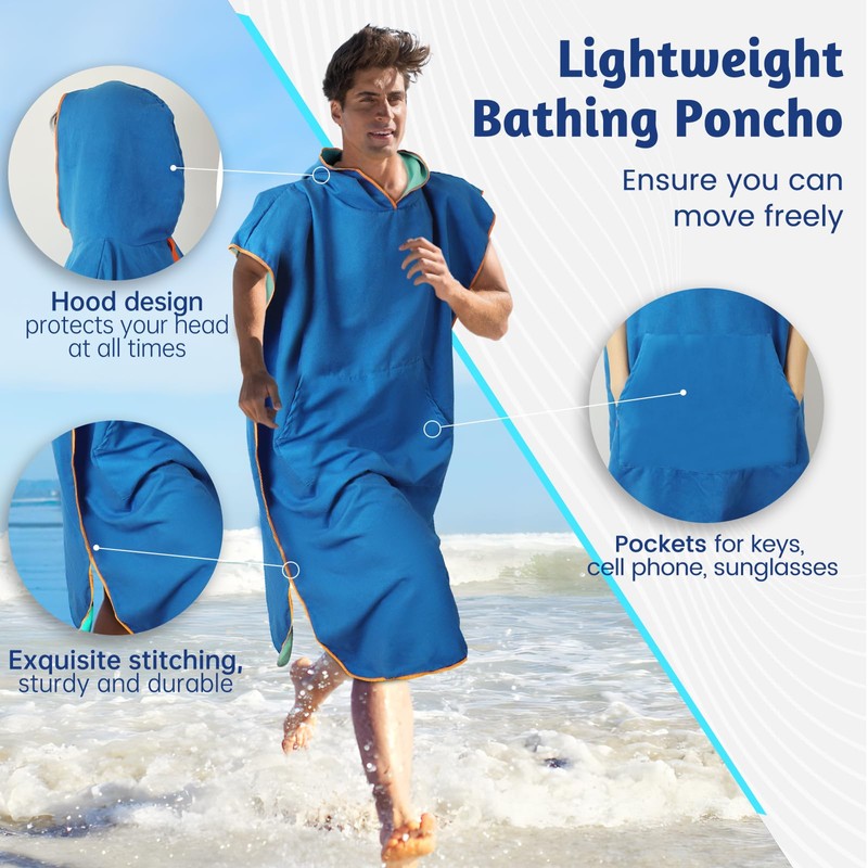 Jokisa Bath Poncho for Men and Women, Ultralight and Quick-Drying